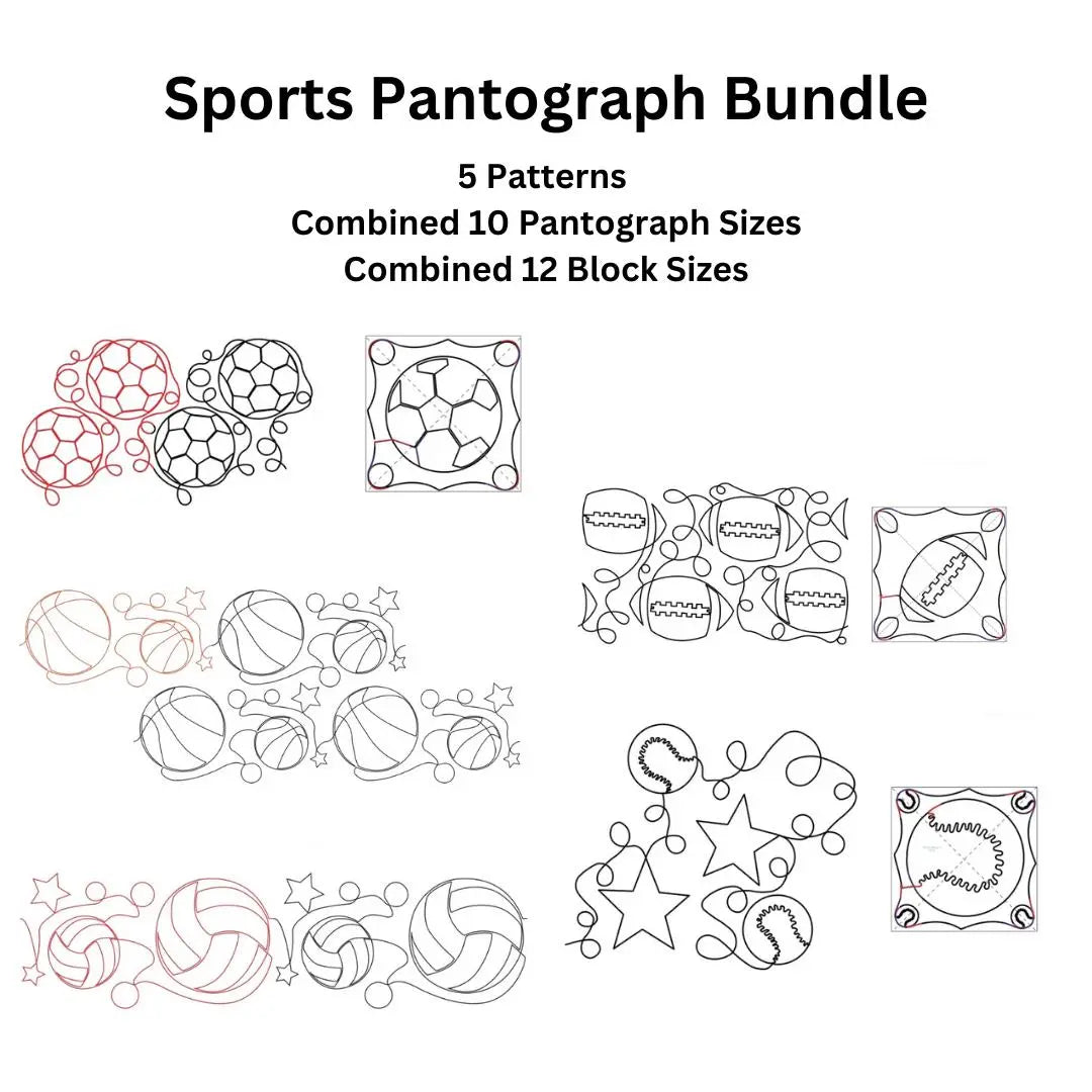 Sports Paper Pantograph Bundle - Set of 5 - Linda's Electric Quilters