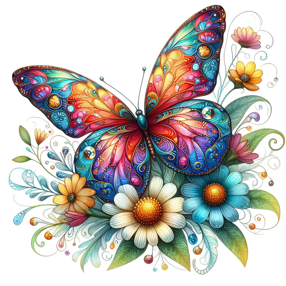 Spring Flowers and Butterflies Fabric Panel 27 QuiltingFabricPanels