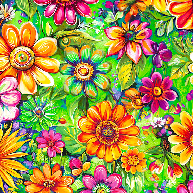Spring Thicket Quilt Back - Groovy Garden 108" wide Fabric per yard