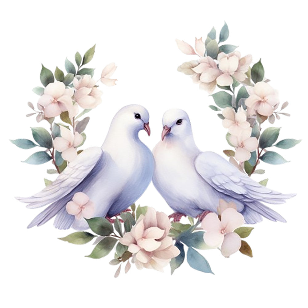 Spring White Doves Fabric Panel 12