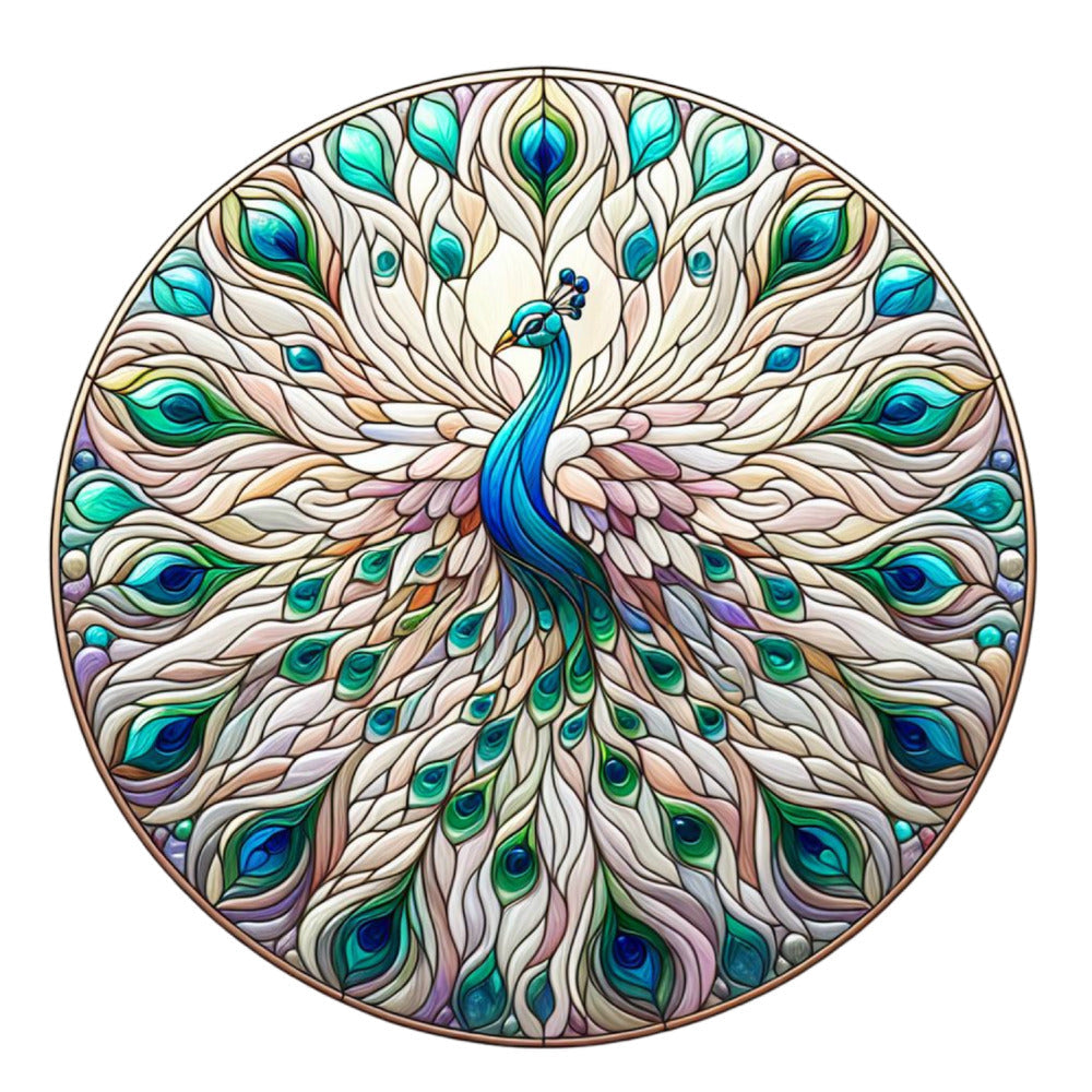 Stained Glass Peacocks Fabric Panel 10 QuiltingFabricPanels