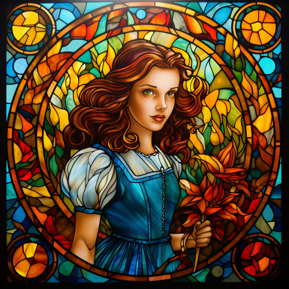Stained Glass Wizard of OZ Fabric Panel 1 QuiltingFabricPanels