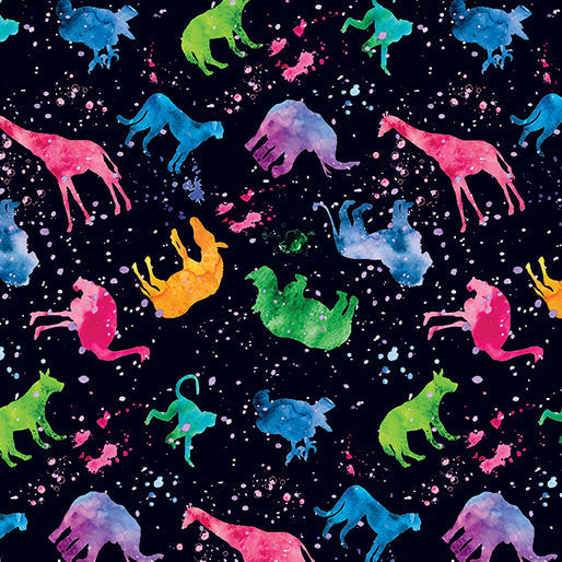 Benartex Starlight Safari safari confetti black quilting cotton by the yard