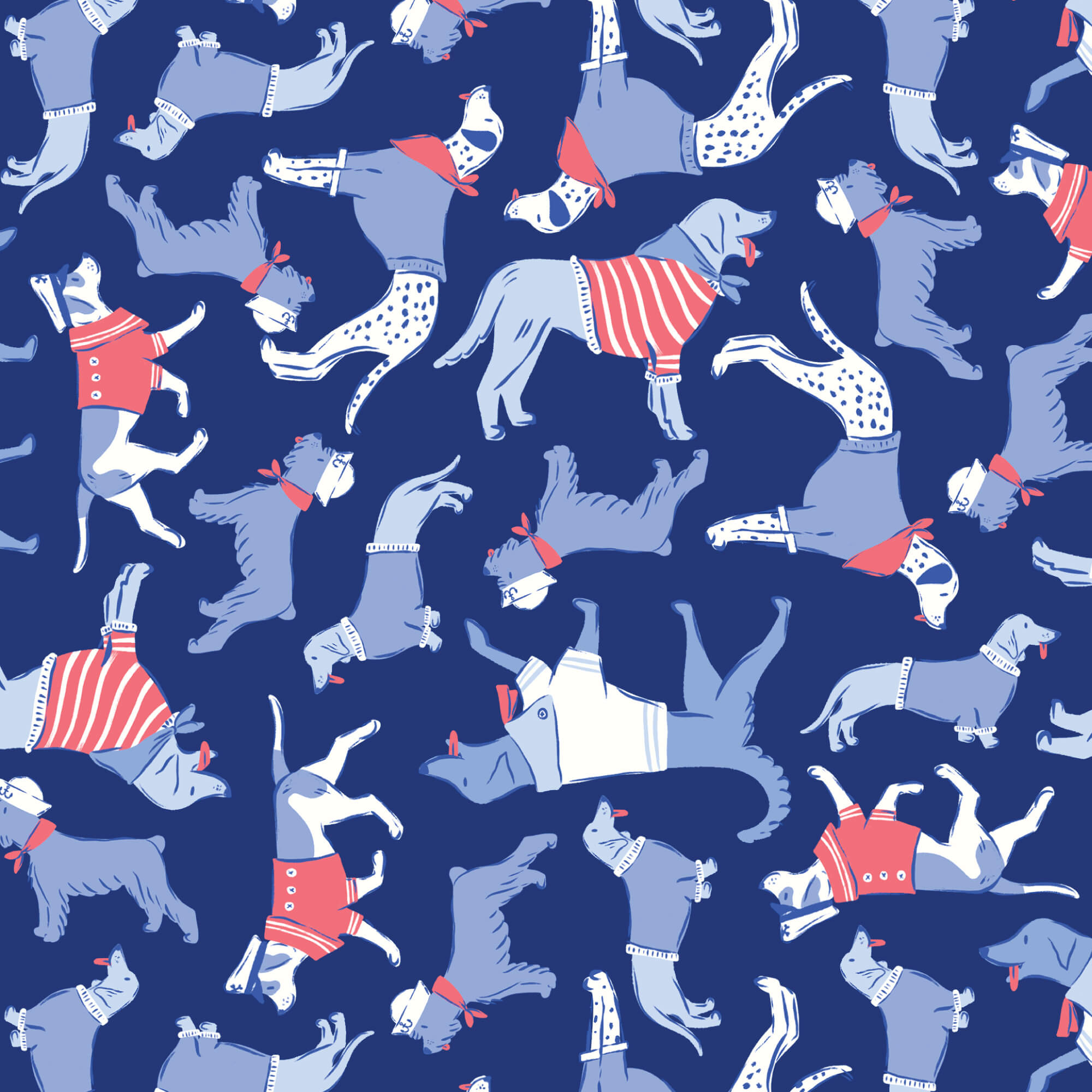 Stars, Stripes & Sun - Sun's Out, Tongues Out - Navy 44" / 45" Fabric Per Yard