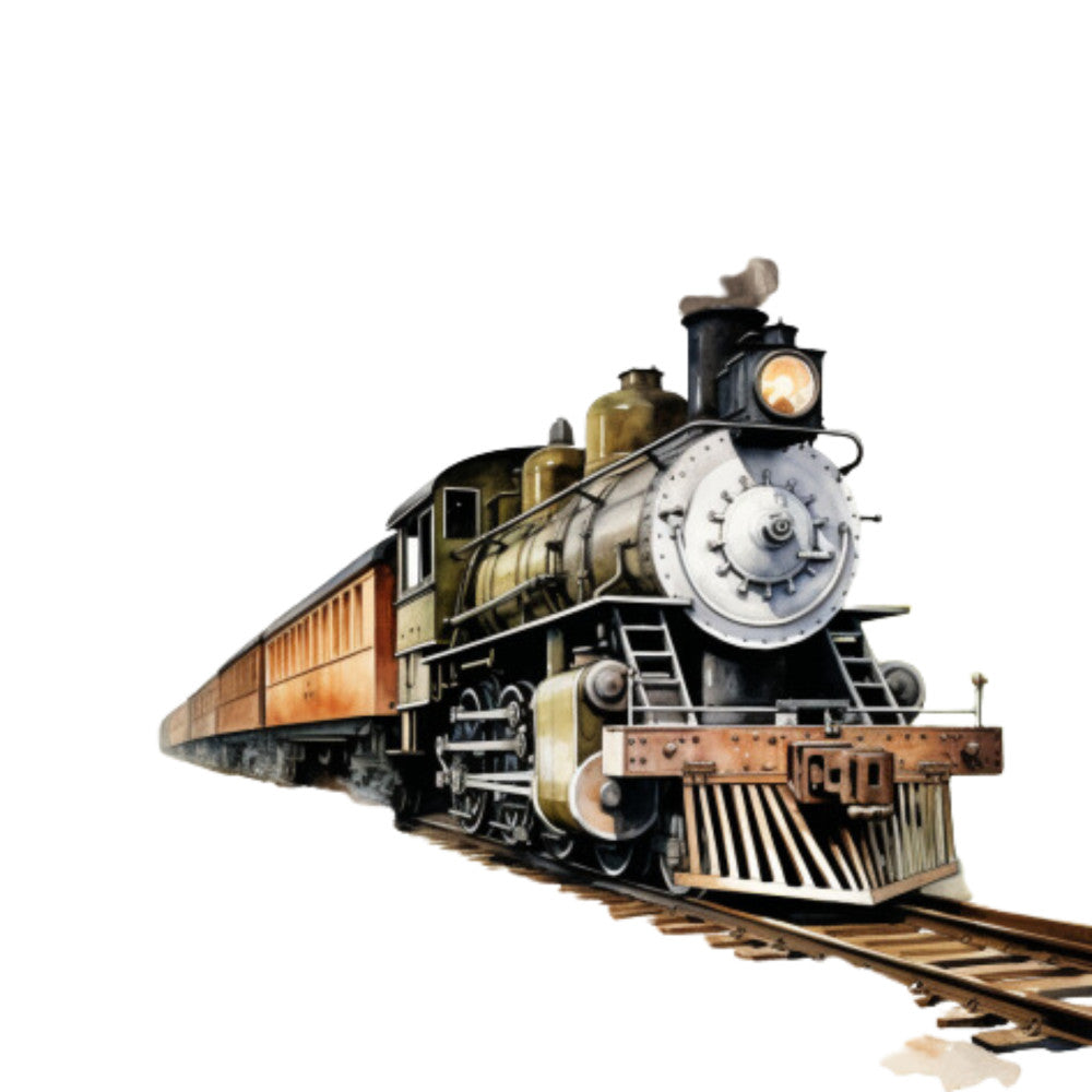 Steam Engine Train Fabric Panel 10 QuiltingFabricPanels