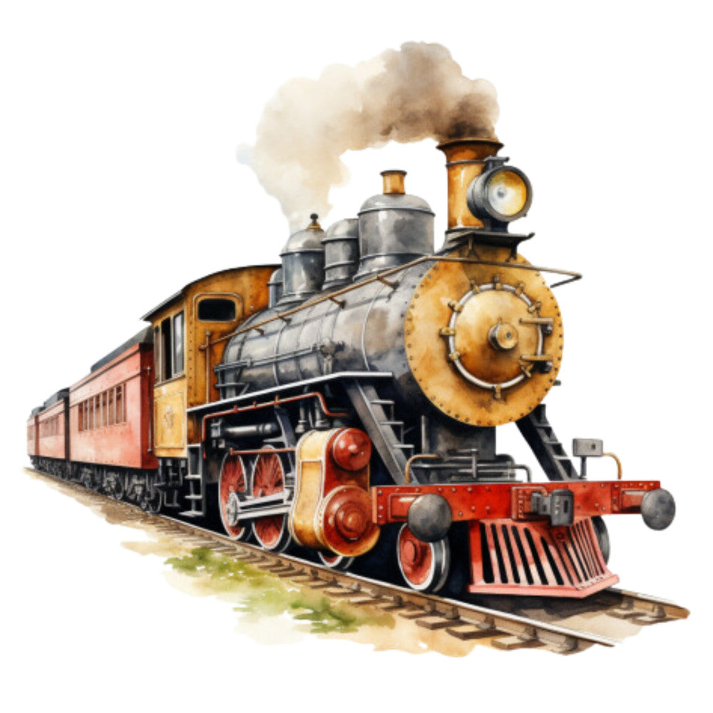 Steam Engine Train Fabric Panel 8 QuiltingFabricPanels