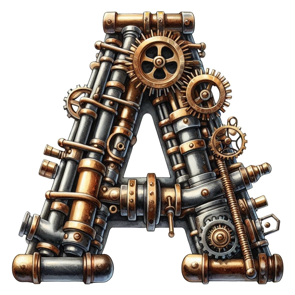 Steampunk Letter A Fabric Panel