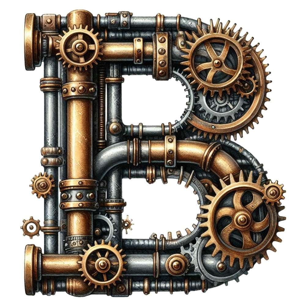 Steampunk Letter B Fabric Panel