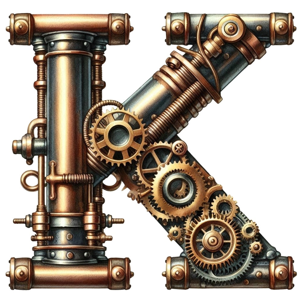 Steampunk Letter K Fabric Panel QuiltingFabricPanels