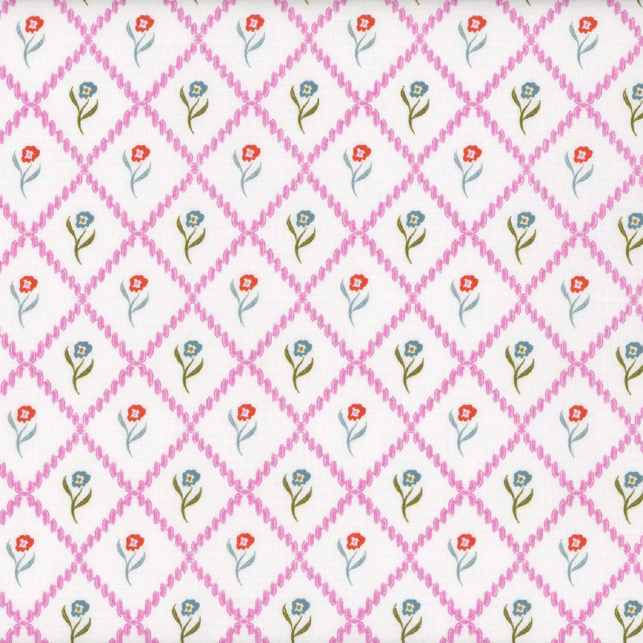 Springtime in Paris White Botanical Cotton 43"/44" Fabric Per Yard