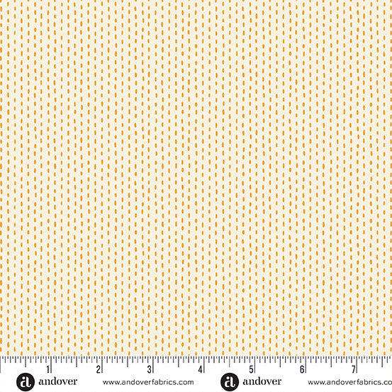Stitch Line Cream Orange Nightfall 44 45 inch Cotton Fabric Andover Fabrics