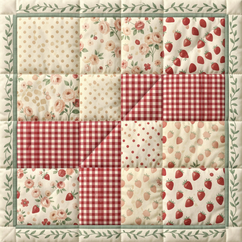 Strawberry Patchwork Fabric Panel 15
