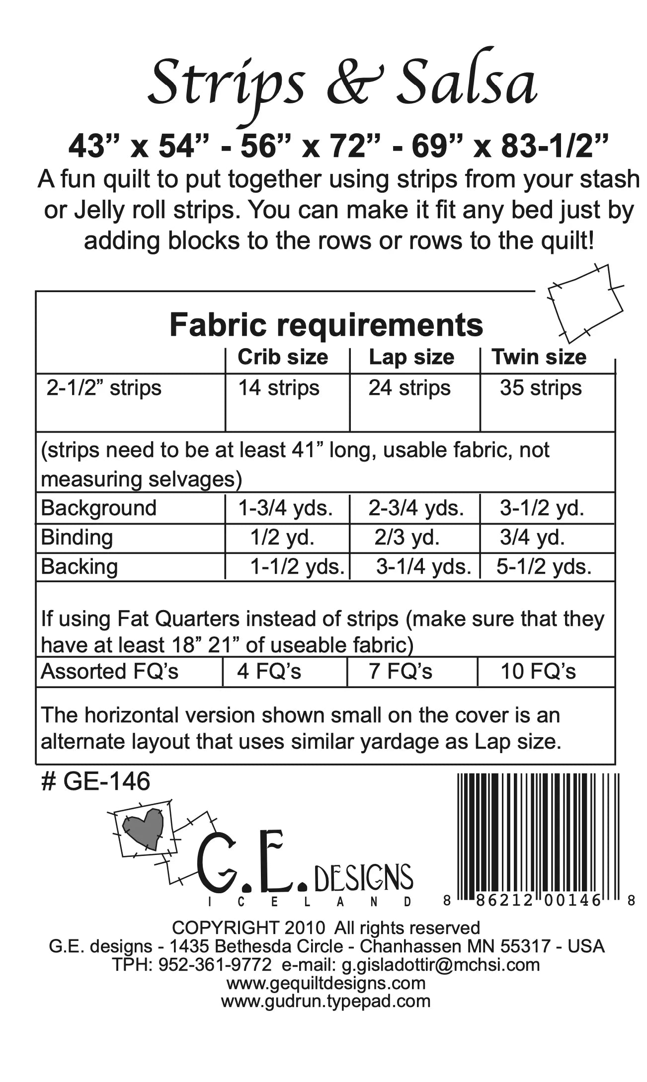 Strips & Salsa Quilt Pattern 146 GE Designs