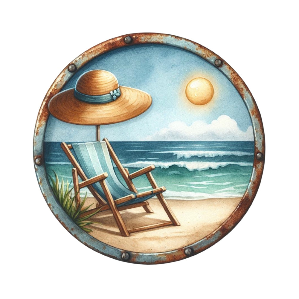 Summer Beach Round Fabric Panel 26 QuiltingFabricPanels