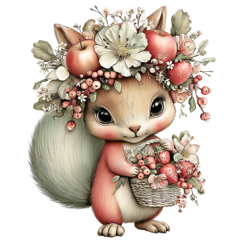 Summer Fruit Basket Animals Fabric Panel 12