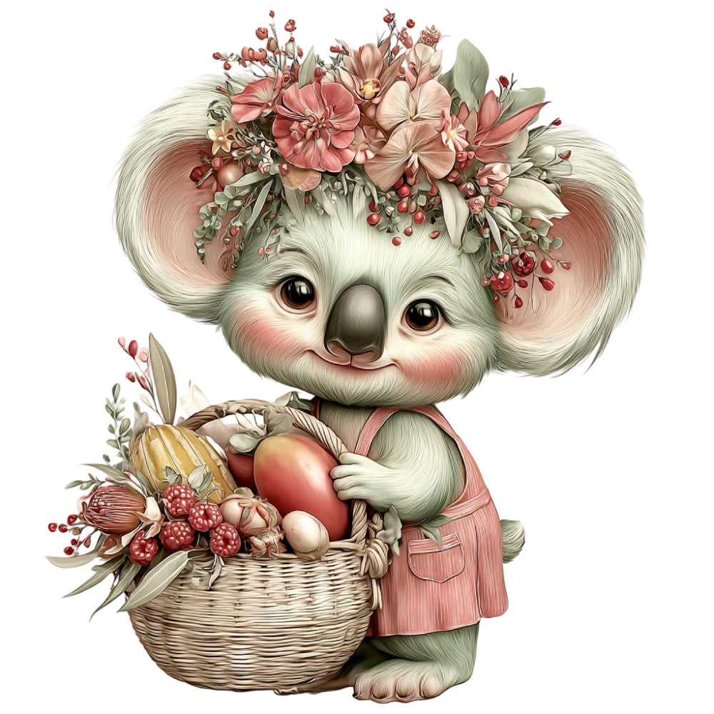 Summer Fruit Basket Animals Fabric Panel 19