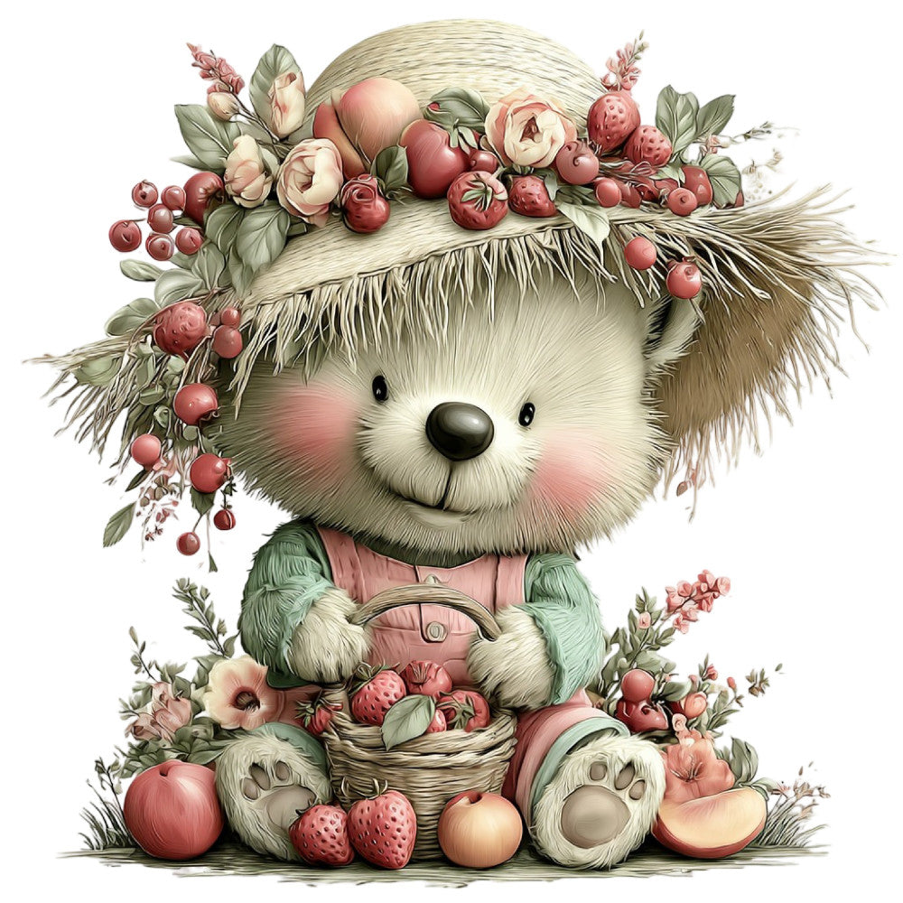 Summer Fruit Basket Animals Fabric Panel 23