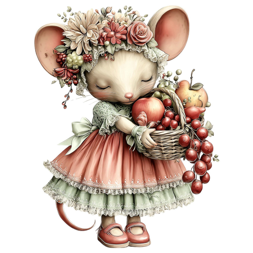 Summer Fruit Basket Animals Fabric Panel 29