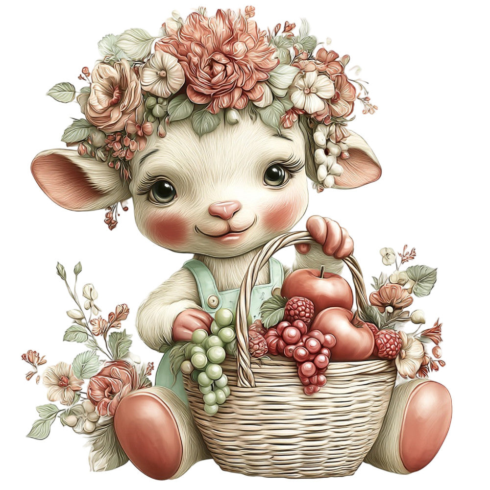 Summer Fruit Basket Animals Fabric Panel 5