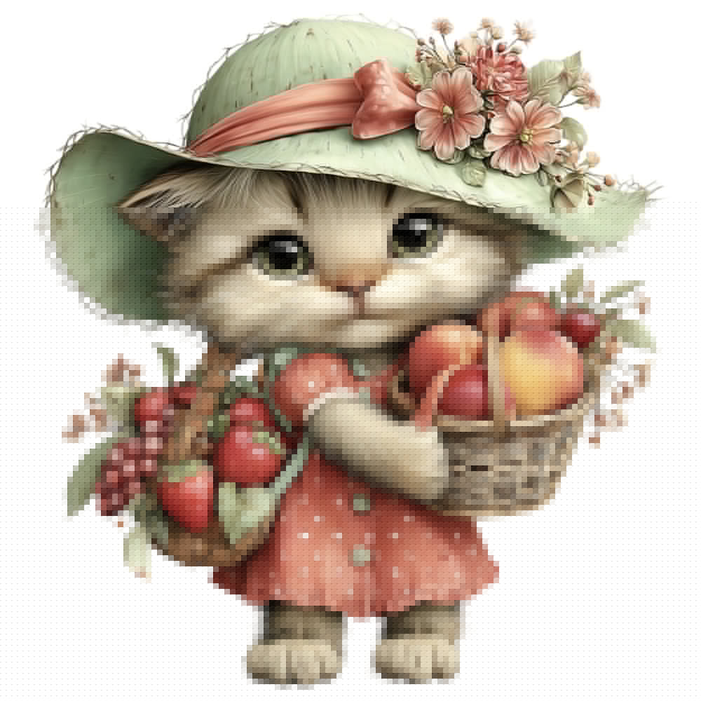 Summer Fruit Basket Animals Fabric Panel 7