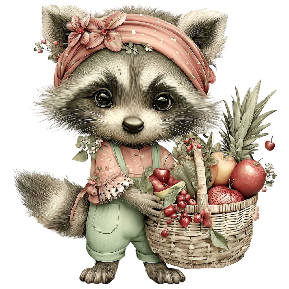Summer Fruit Basket Animals Fabric Panel 8