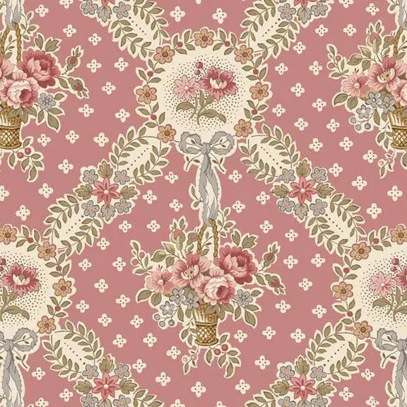 Summer House - Floral Basket - Rose 44" / 45" Fabric Per Yard The Fabric Company