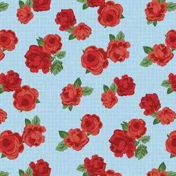 Wilmington Prints Summertime Daydream florals all over light blue quilting cotton by the yard