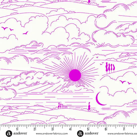 Sun Print Whisper Magenta Dwell 44"/45" Fabric Per Yard Andover Fabrics