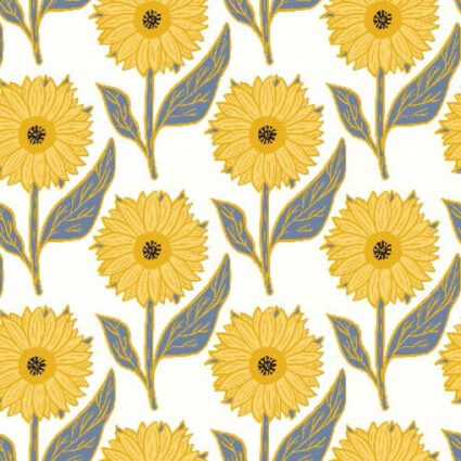 Sunflower sunshine white quilting cotton by the yard