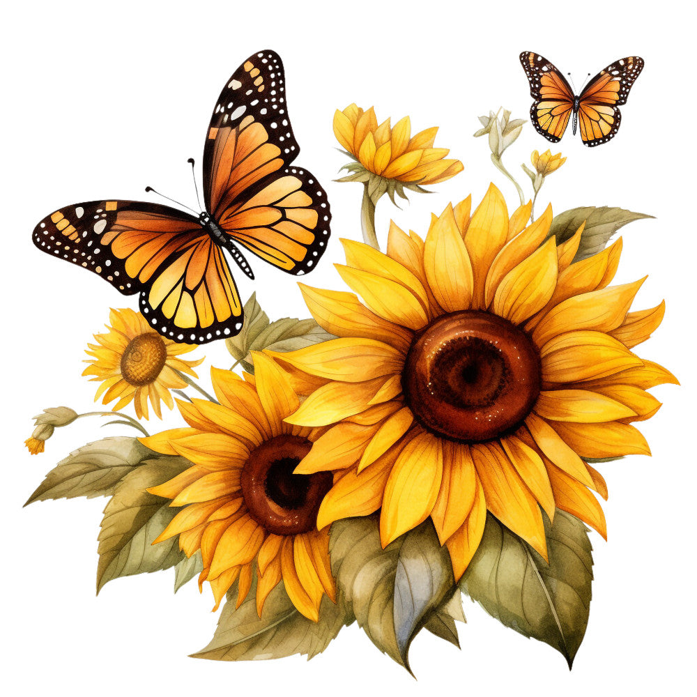 Sunflowers and Butterflies Fabric Panel 12 QuiltingFabricPanels