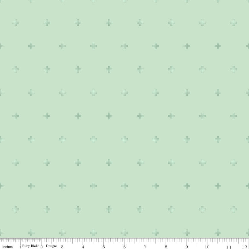 Riley Blake Sunsetridge crosses mint quilting cotton by the yard