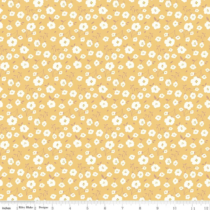 Sunsetridge - Flowers - Honey 44" / 45" Fabric Per Yard The Fabric Company
