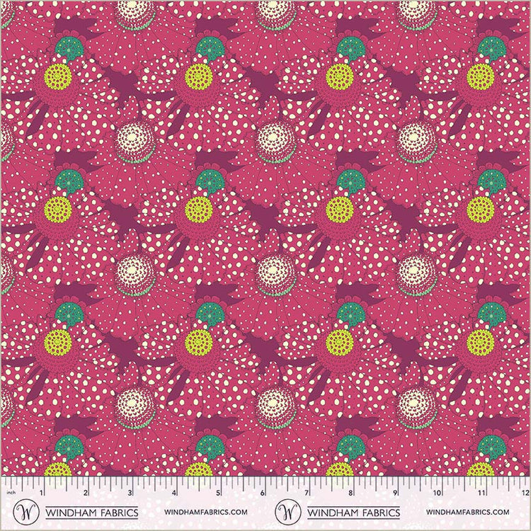 Sunshine Polka flower Plum High Density Cotton 44"/45" Fabric Per Yard