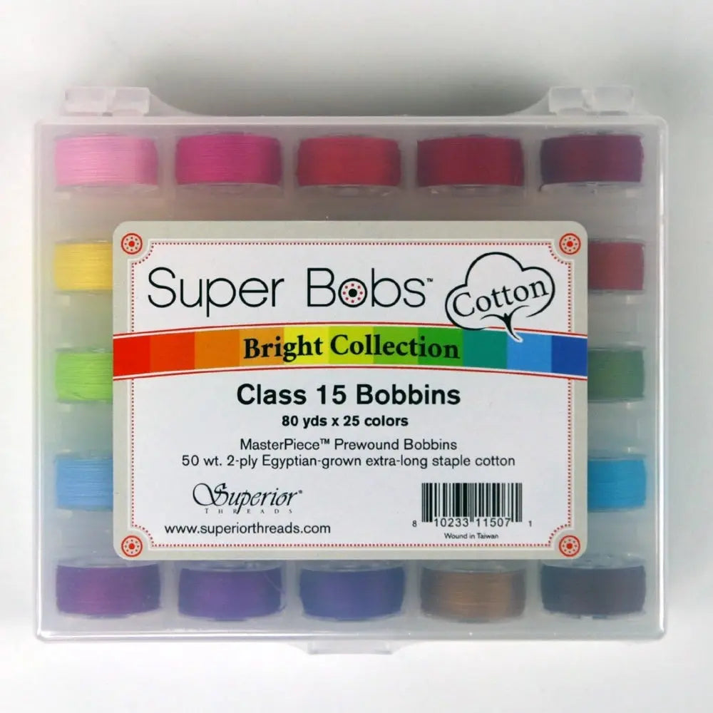 Super Bobs Cotton Bright Collection Prewound Bobbins - Class 15 - Linda's Electric Quilters