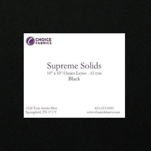 Black Supreme Solids - 10x10 Layers - Black (42 cuts)
