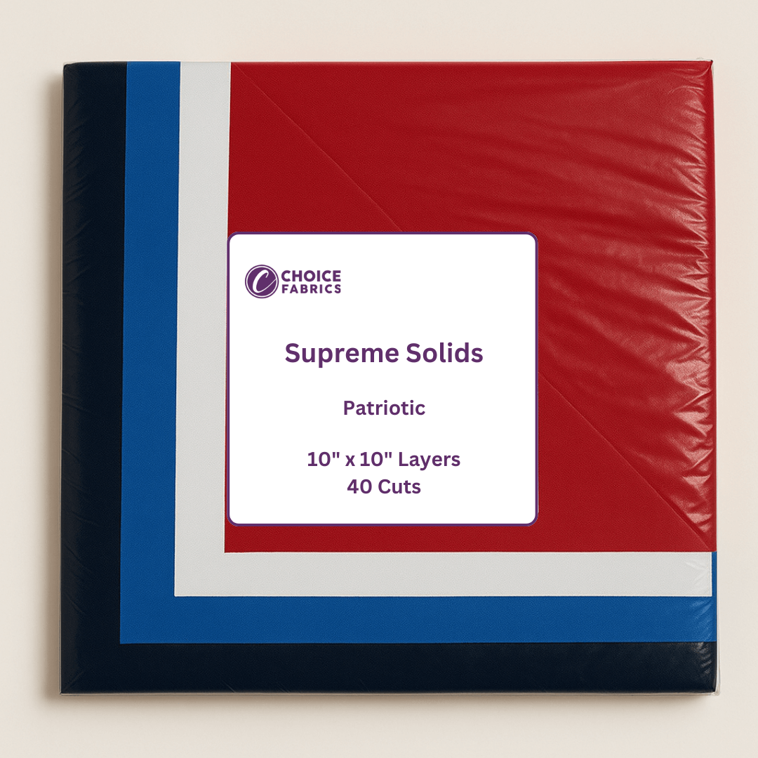 Choice Fabrics Supreme Solids 10x10 layers patriotic 40 cuts