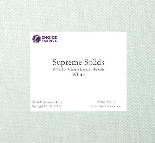 Choice Fabrics Supreme Solids 10x10 layers white 42 cuts