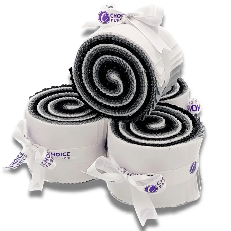 Black, Grey, White - Supreme Solids - 2.5" Roll - Black/White/Grey (20 cuts)