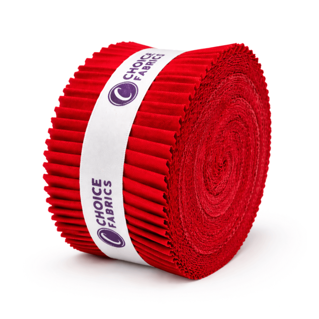 Choice Fabrics Supreme Solids 2.5 inch strip roll poppy red 40 strips
