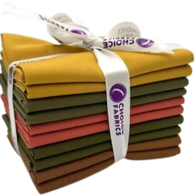 Orange, Green, Yellow, Brown - Supreme Solids - Fat Quarter Bundle - 10 pack (Autumn Hues)