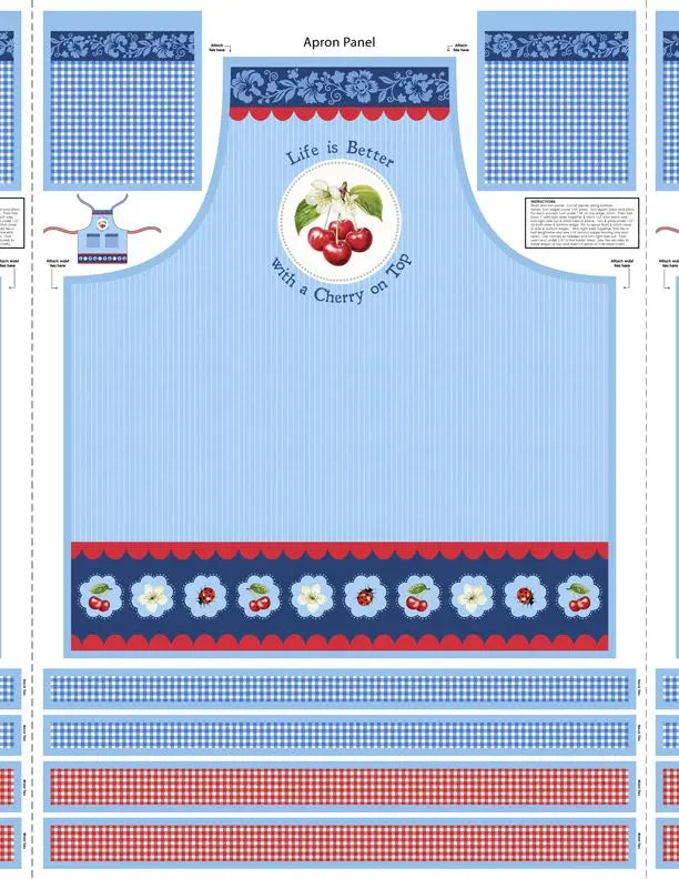 Sweet Cherry - Apron Panel Multi Cotton 44"/45" Fabric Per Yard Wilmington Fabrics