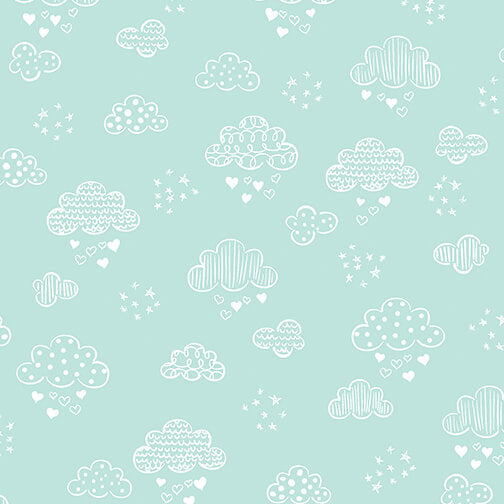 Sweet Dreams Flannel - Dreamy Clouds - Aqua 44"/45" Cotton Flannel Fabric per yard
