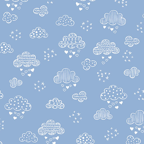 Benartex Sweet Dreams Flannel dreamy clouds medium blue cotton flannel by the yard
