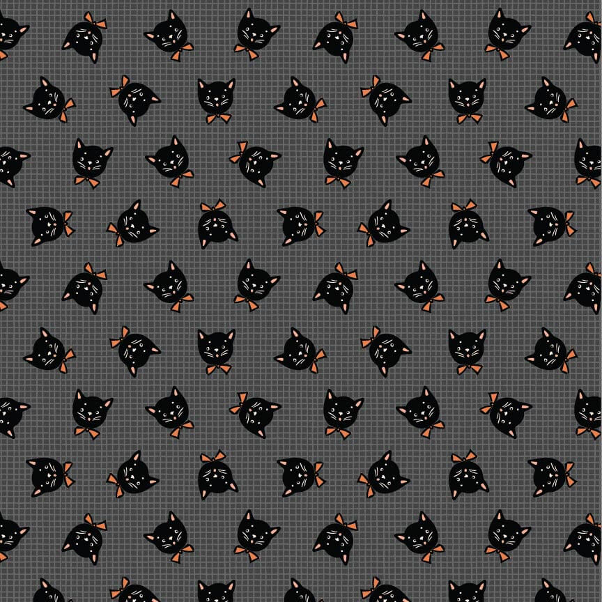 Poppie Cotton Sweet Tooth kitty box black quilting cotton by the yard