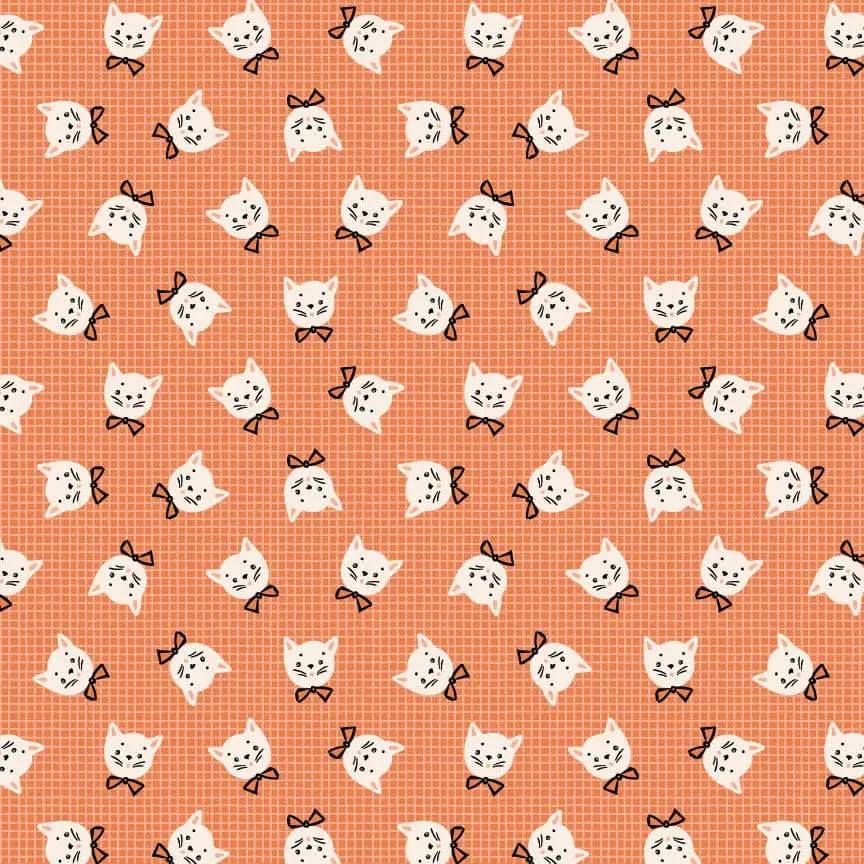 Sweet Tooth - Kitty Box - Orange 44" / 45" Fabric Per Yard The Fabric Company