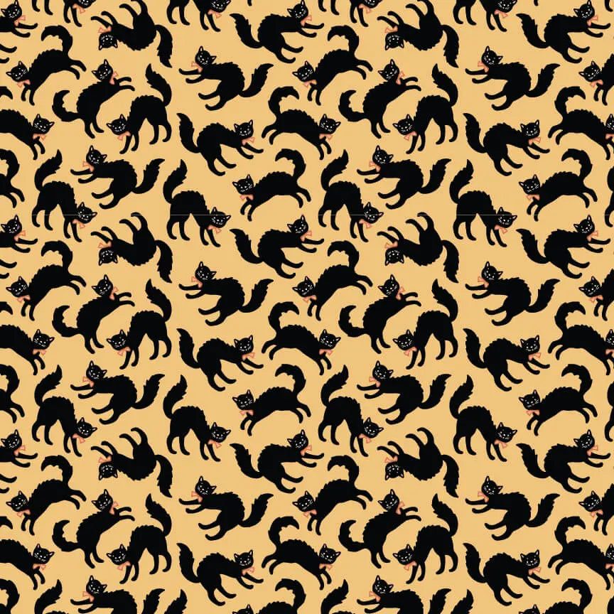 Sweet Tooth - Scaredy Cat - Yellow 44" / 45" Fabric Per Yard The Fabric Company