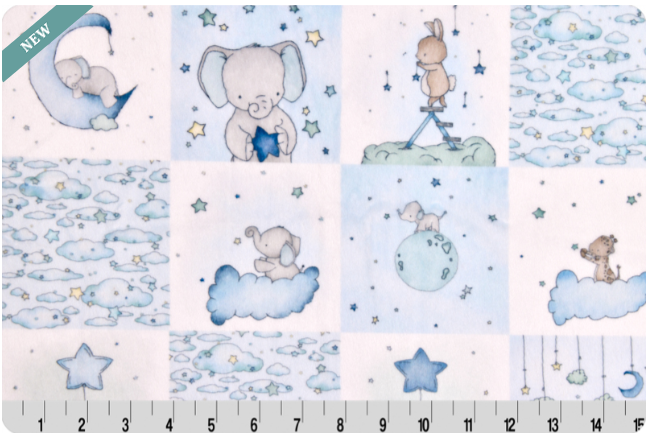 Shannon Fabrics Sweet Dreams digital cuddle minky fabric in Blue