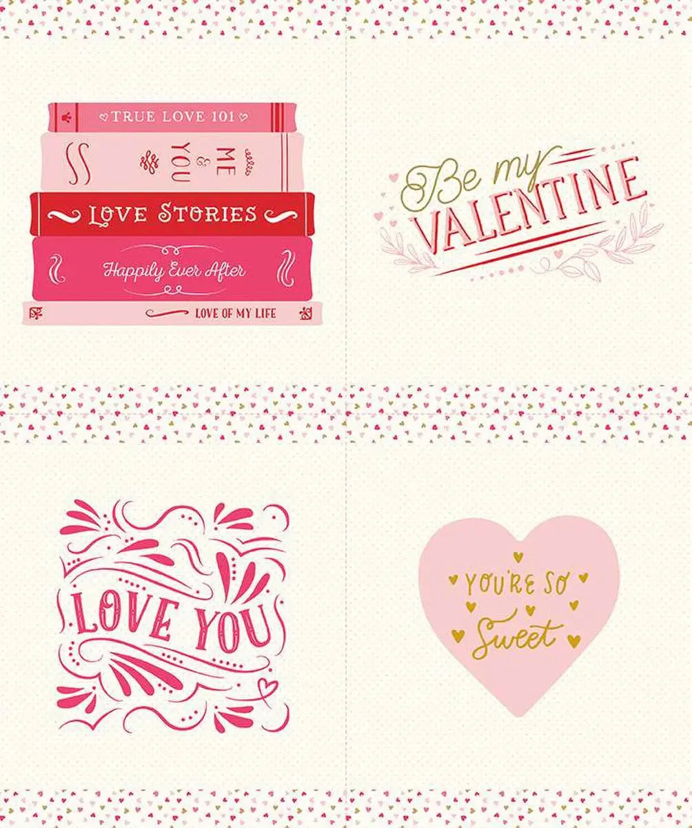 Sweetheart 36" x 43" Love Stories Pillow Panel Sparkle - Linda's Electric Quilters