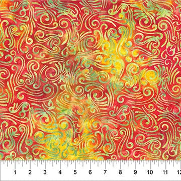 Swirls II Red And Yellow Cotton Wideback Fabric per yard Northcott