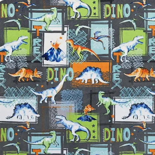 T-Rex Digital Cuddle Graphite Fabric Shannon Fabrics